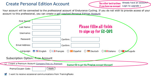 Create Personal TrainingPeaks Account image